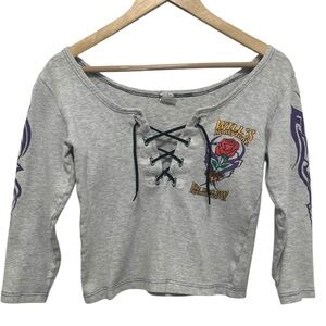 Y2K Will’s Honky Tonk Daytona Beach Bike Week 2000 3/4 Sleeve Crop Top Size M